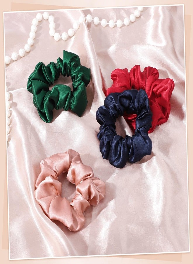 obeoby 4Pcs Mulberry Silk Hair Scrunchies, Red Gifts for Women Girls Silk Hair Ties for Hair Sleep for Frizz Breakage - Image 5